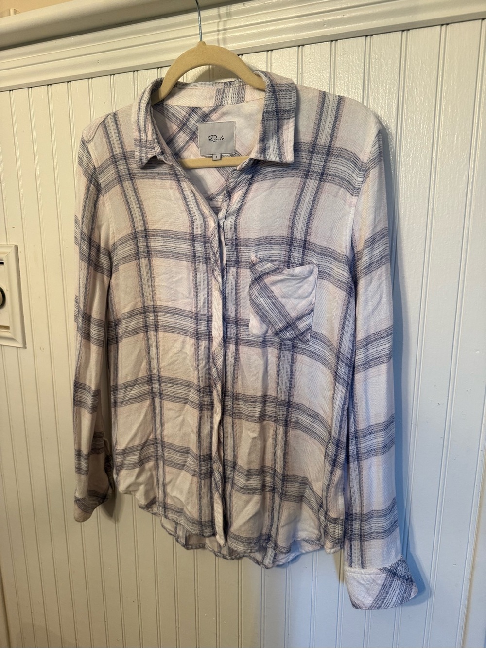 Rails Hunter Button Up in White Coast Blush Small